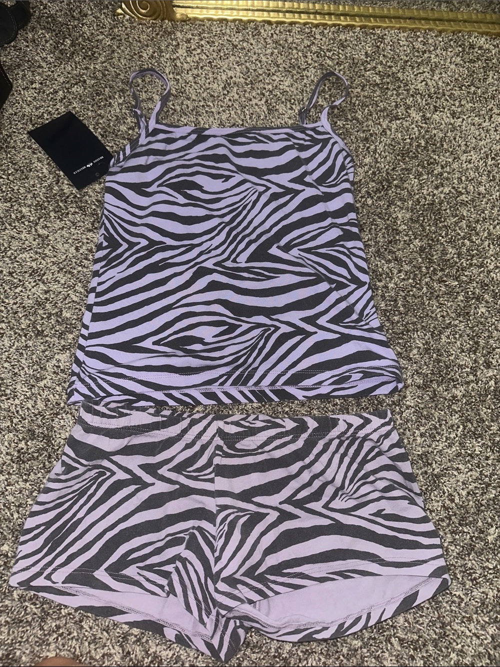 Brandy Melville Lilac Zebra Print Cami & Short set